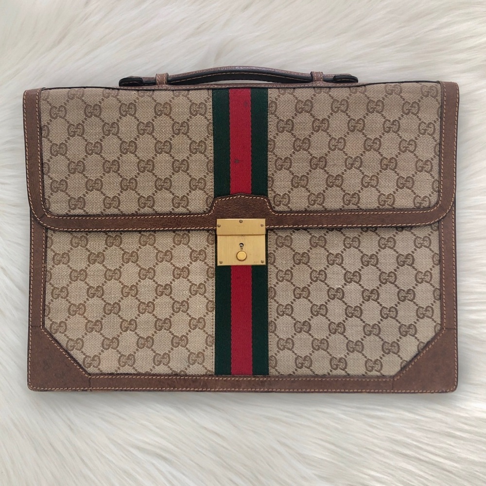 πHP 10/8π Authentic Vintage GUCCI Womenβs Briefcase - Picture 2 of 10